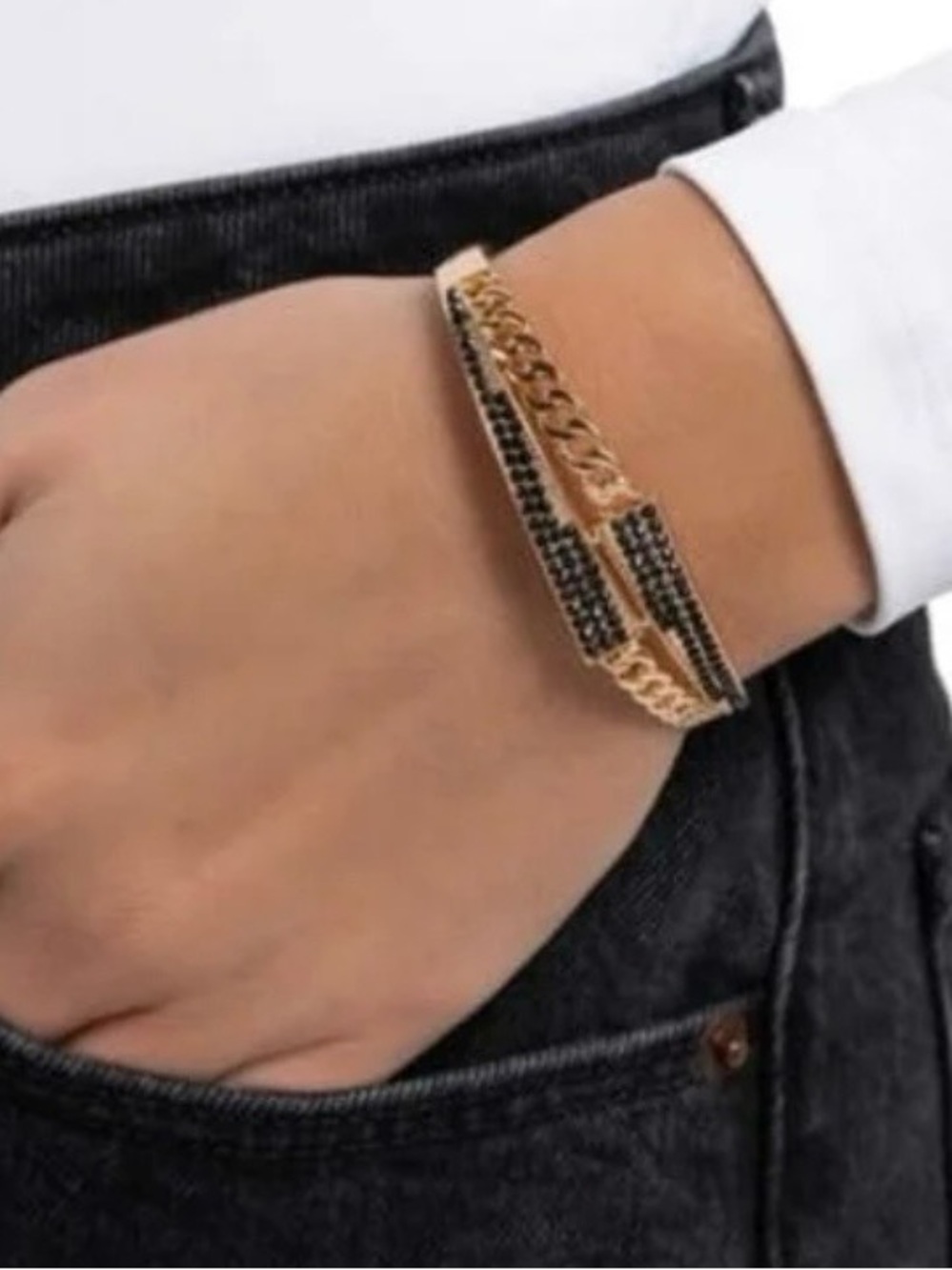 Braided Beginning - Black and Gold Bracelet